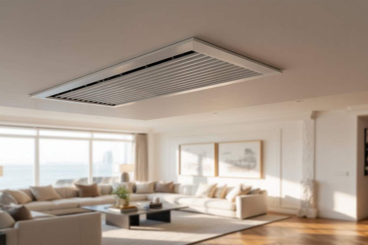 Ducted heat pump ceiling vent in a Central Auckland home