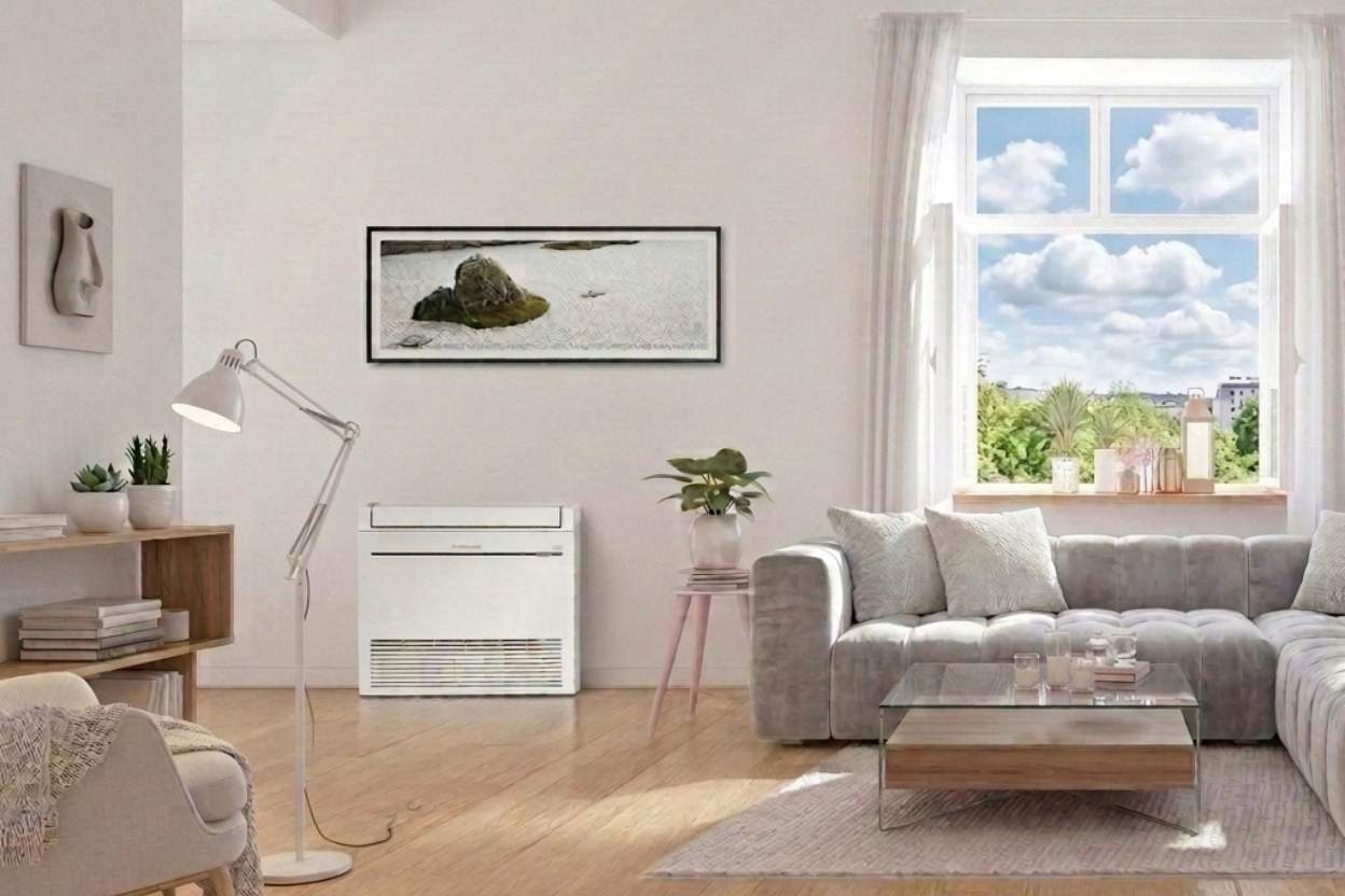 Floor mounted heat pump installed in a Mt Eden Central Auckland living room