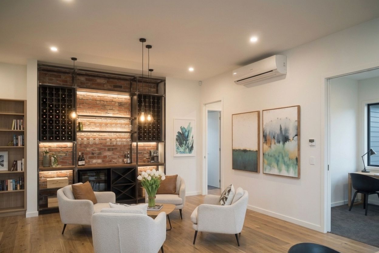 Single room heat pump installed in a stylish Mt Eden Central Auckland living room
